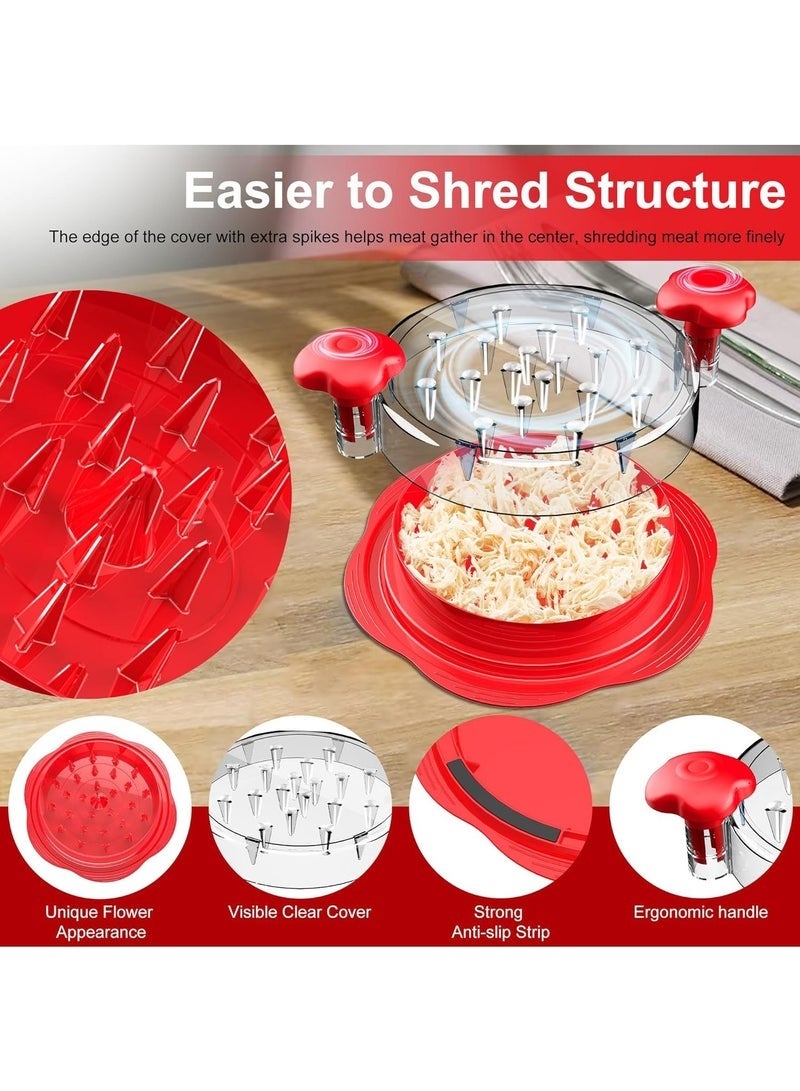 YelaJoy Large Chicken Shredder Tool Twist with Brush & Fork, Visible Meat Shredder Machine, Non-Slip Base & Ergonomic Handle, BPA-Free Shredder for Beef & Chicken, Red - Image 1
